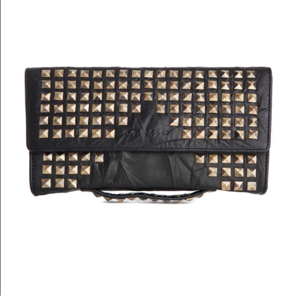 One Faded Knight Black and Gold Studded Clutch